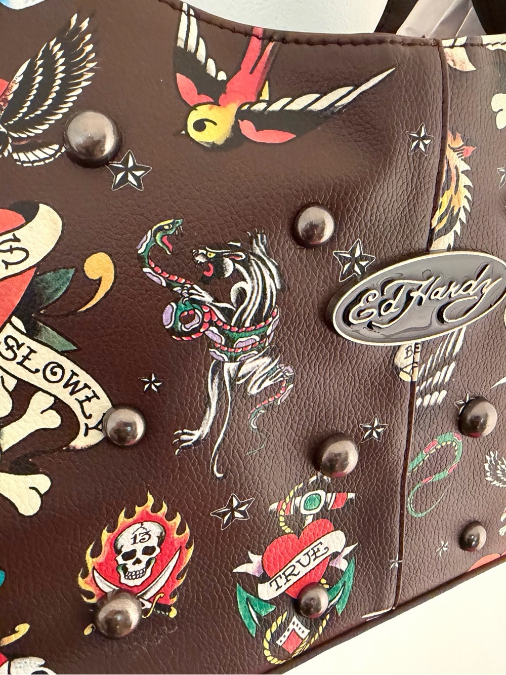 Ed Hardy Brown Hobo Bag
